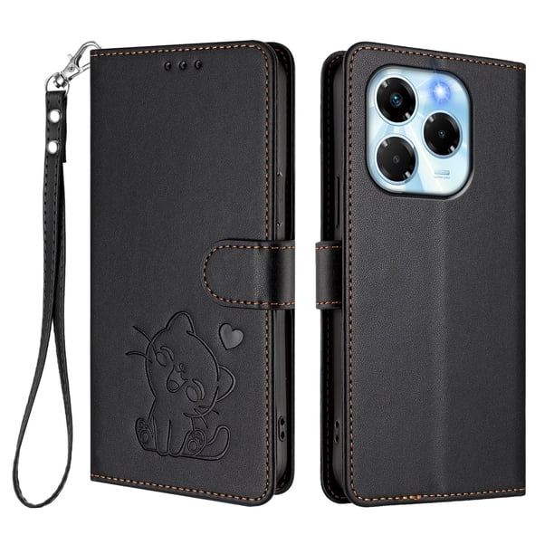 Funda de Gato tipo Libro para Infinix Note 40X 5G, Negro