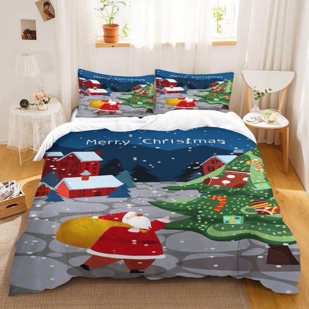 Christmas Snowman Duvet Cover Bedding Multi-size Quilt Cover Pillowcase Needlework Set Children's Gift Single Double Bed Size