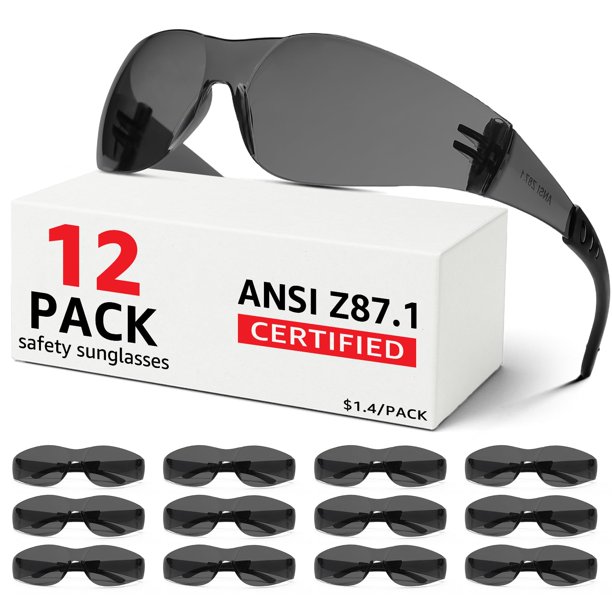 Gafas de seguridad Hoqiwild ANSI Z87.1 tintadas, paquete de 12 unidades, protección UV