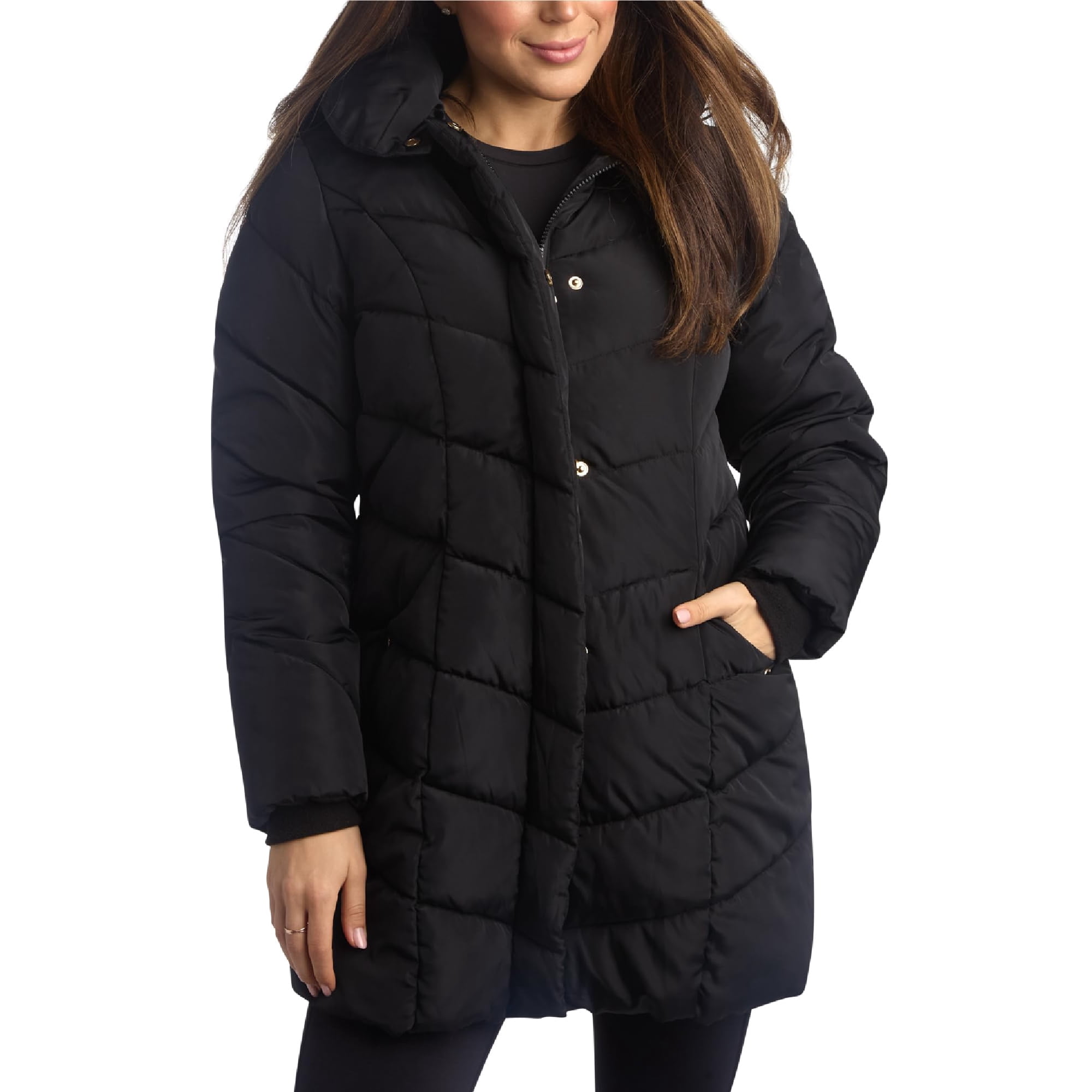 Chaqueta Acolchada Steve Madden, Larga Y Pesada, Negra, Para Mujer