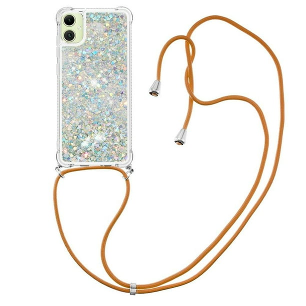 Funda FOXDOCK para Samsung Galaxy A07 con Cuerda Ajustable, Brillo Líquido, Protección Antigolpes y Lente – Ideal para Regalo