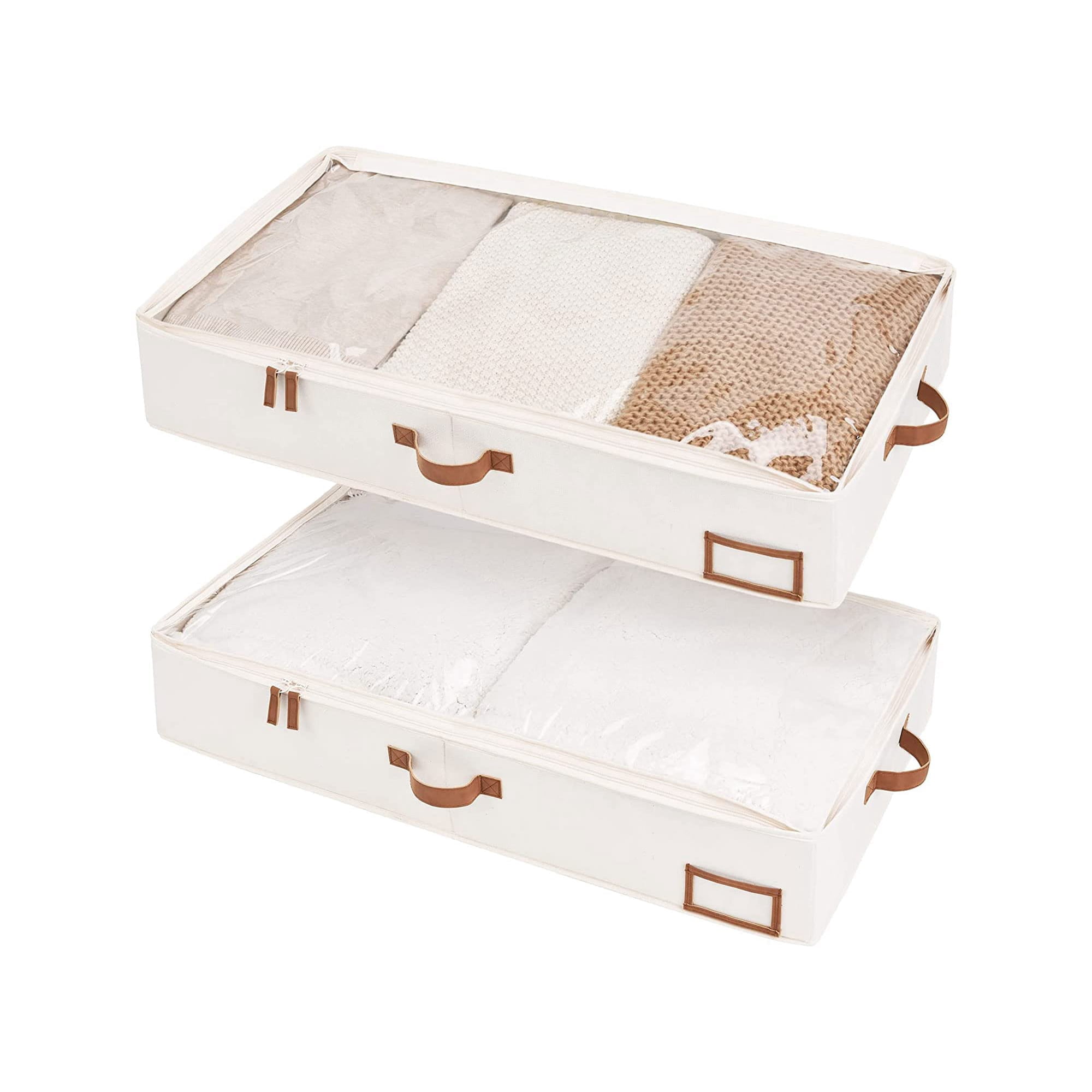 Caja De Almacenamiento Para Debajo De La Cama Storageworks, Color Blanco Marfil, Grande, Paquete De 2