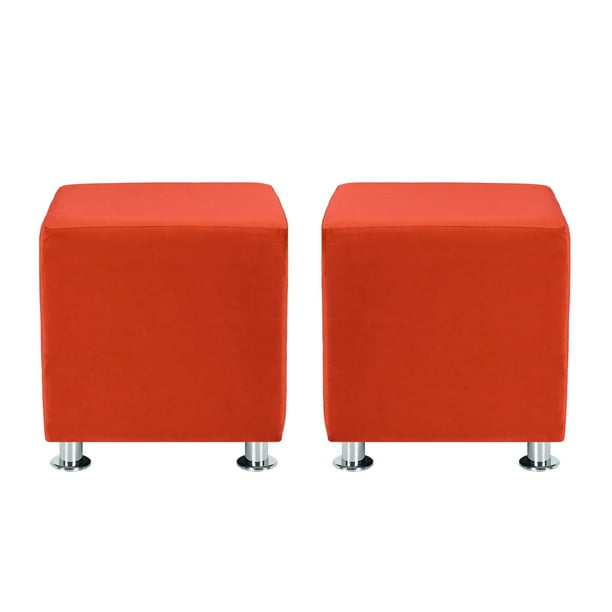 Set Pouf Cali 1c Felpa 12 Naranjo