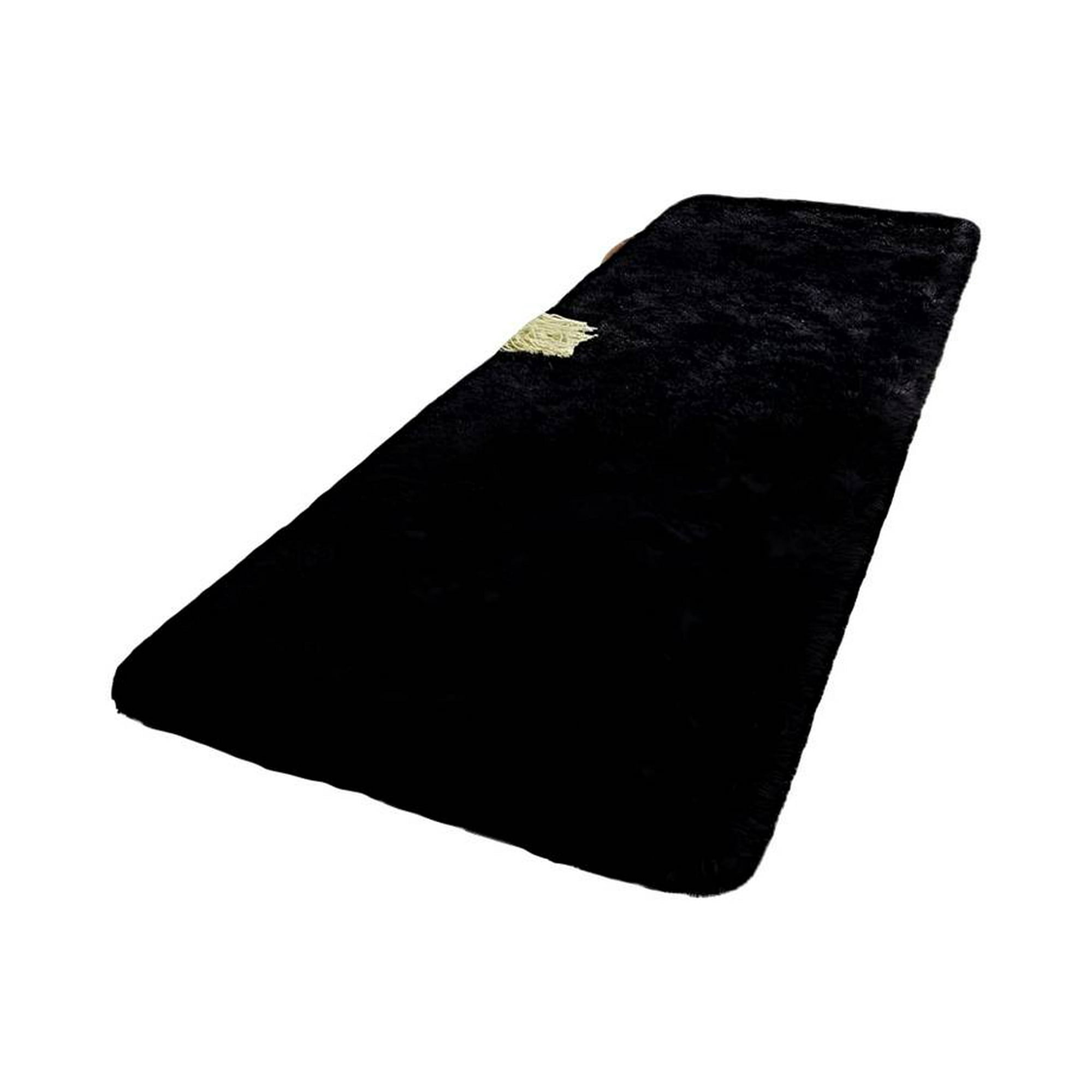 Fei Ya - Juego Por 2 Alfombra Pasillera Peluda Liviana 70x150 Ultra Suave Negro