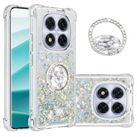 Foxdock Funda Glitter Líquida Para Xiaomi Redmi Note 14 Pro Plus 5G Con Anillo Brillante, Tpu Antichoques Y Esquinas Reforzadas, Soporte