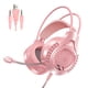 thumbnail image 1 of Auriculares Para Juegos Orejeras Suaves Cancelación De Ruido Con Luz Para Teléfono Oficina Dual 3.5mm USB Rosa, 1 of 5