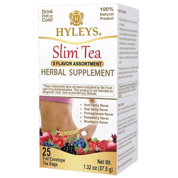 Tea HYLEYS Slim Tea, surtido de 5 sabores para bajar de peso, 25 bolsas