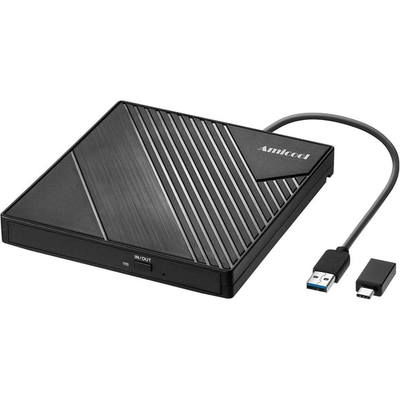 Unidad DVD Externa Amicool A11 USB 3.0 USBC Negra