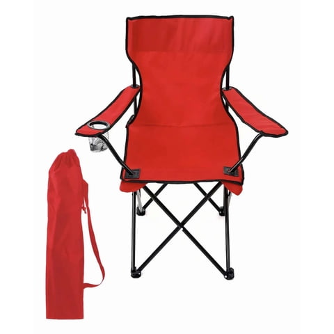 Genérico - Pack De 2 Sillas De Camping Playa Plegable Con Porta Vaso Rojo