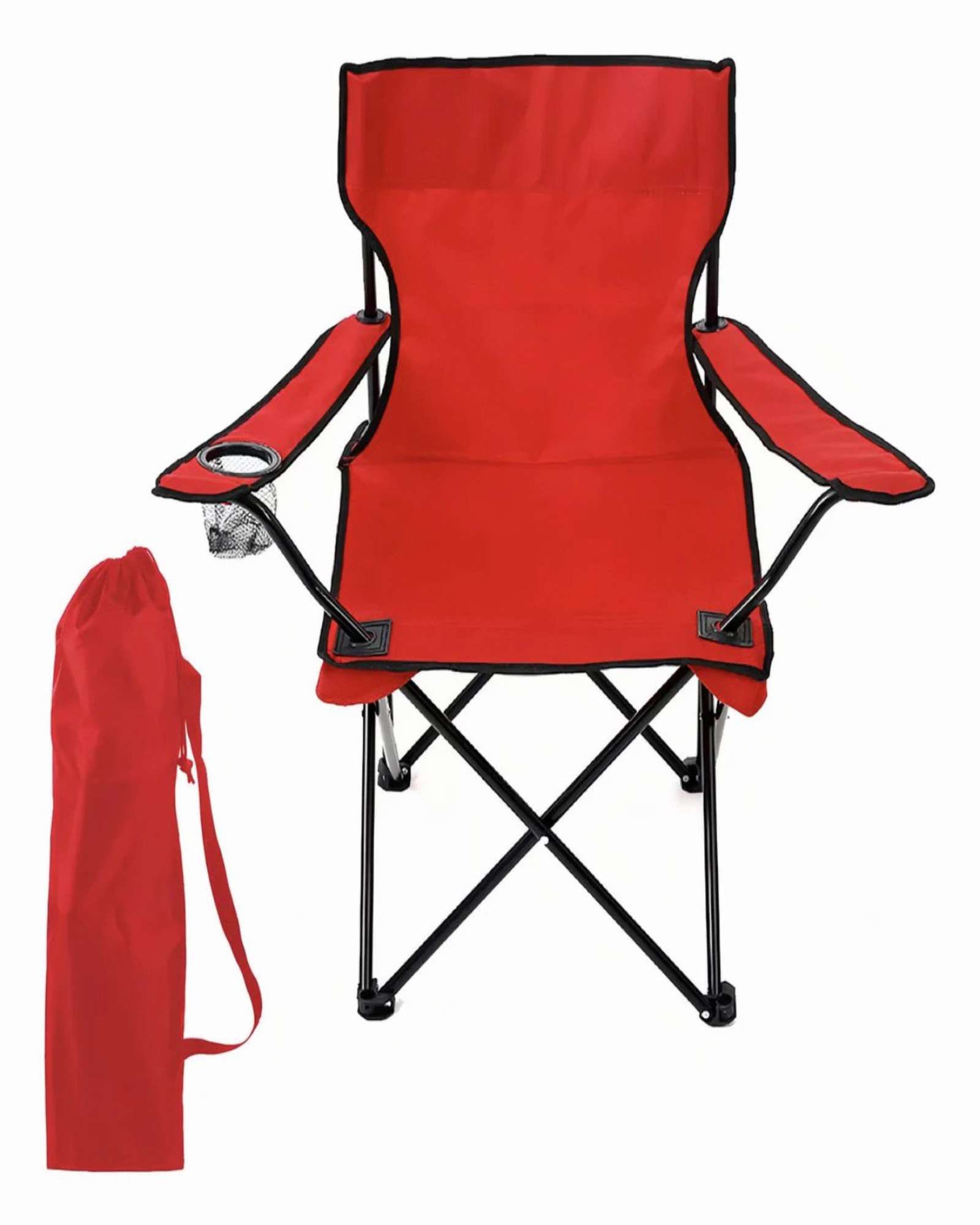 Genérico - Pack De 2 Sillas De Playa O Camping Plegable Con Porta Vaso Rojo