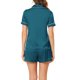 thumbnail image 3 of INSPIRE CHIC Conjunto de pijama de manga corta para mujer con ribete en contraste Vuelta al cole Conjunto de pijama suave con botones y cuello con muesca para primavera verano S Azul pavo real, 3 of 5