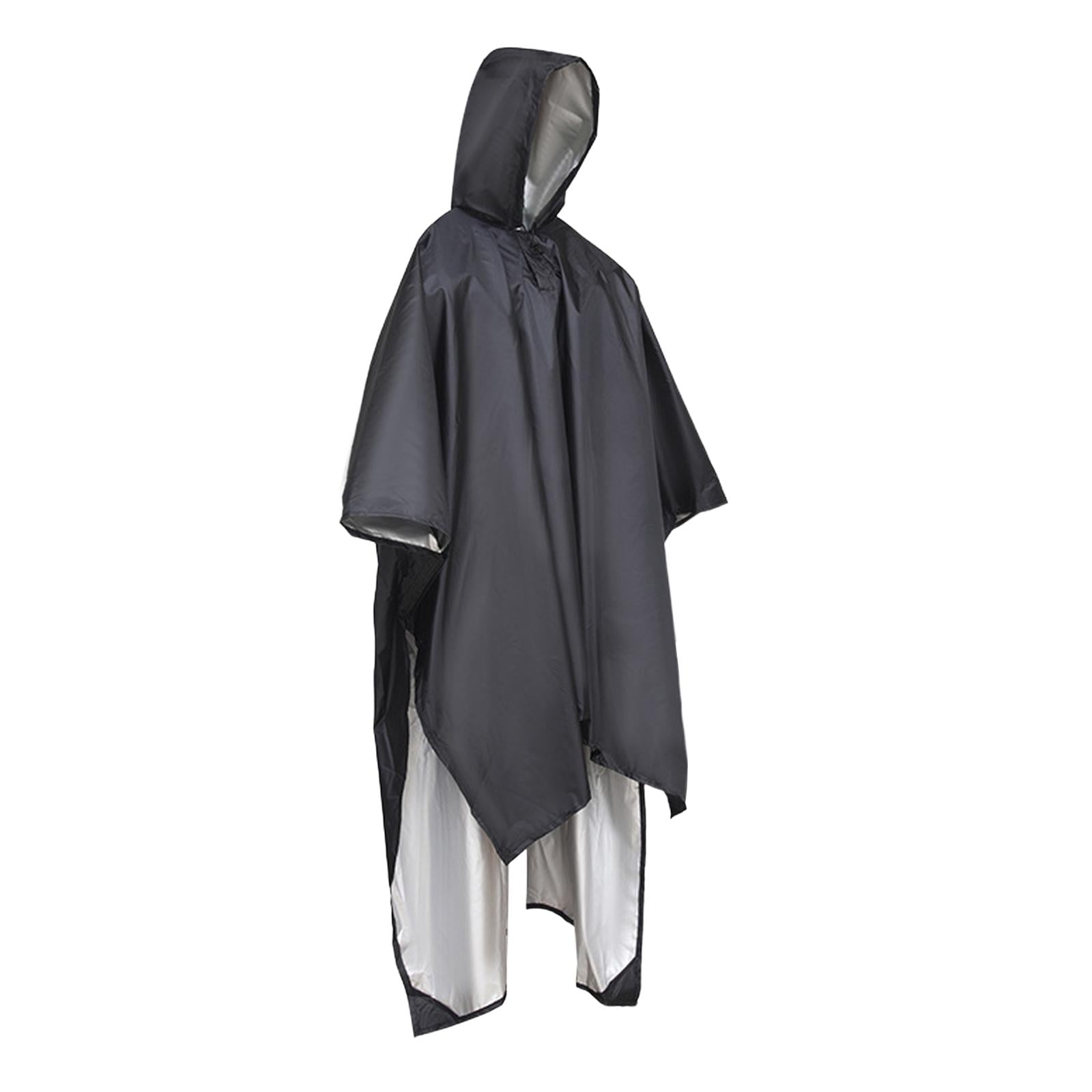 Magideal - Poncho De Lluvia Con Capucha Y Capa De Lluvia Capa De Lluvia Chaqueta Protectora Reutilizable Chubasquero Ligero Para Adultos Hombres Mujeres Unisex A Negro