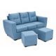 thumbnail image 3 of Living Alabama 3 cuerpos + 2 pouf Felpa azul, 3 of 3