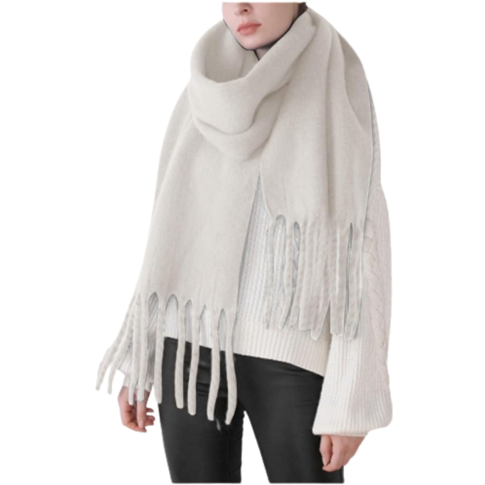 Ekomac - Bufanda Maxi Echarpe Lana Unisex Blanco