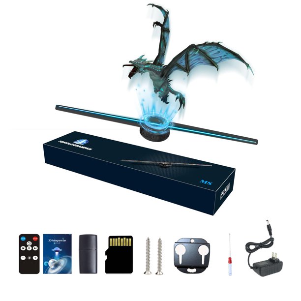 Proyector de hologramas 3D Missyou con ventilador de hologramas, 42 cm, con mando a distancia