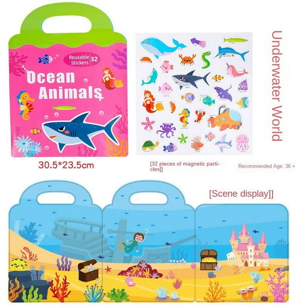 Portable Cartoon Magnetic Stickers, Toddlers Children Repeated Stickers, Enlightenment Early Education Puzzle Books
