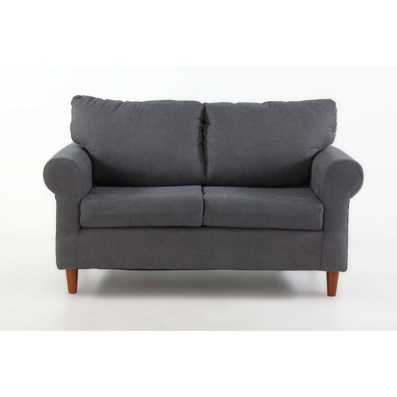 Kea - Sofá Retro 2 Cuerpos Tela Gris Oscuro