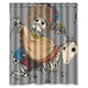 thumbnail image 1 of Cortina de ducha con diseño de calavera de azúcar del Día de los Muertos, juego de cortina de baño con ganchos, tamaño 60 x 72 pulgadas, 1 of 3