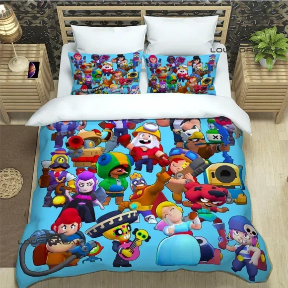 v1029 Bed Sheets Game B-rawl Cartoon S-stars Printed Bedding Sets exquisite supplies set duvet cover bed comforter set bedding set luxury 3-Piece Bedding Set (1 Duvet Cover + 2 Pillow Shams) Bed Sheet