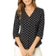 thumbnail image 1 of INSPIRE CHIC Blusa de Mujer para Regreso a Clases Cuello en V Mangas 3/4 Estampado de Lunares y Corazones con Botones al Frente Negro 2XL, 1 of 7