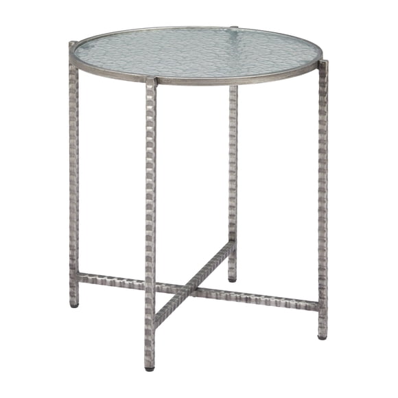 Mesa lateral Zuo Vetro de vidrio ondulado plateado y acero, 10 kg