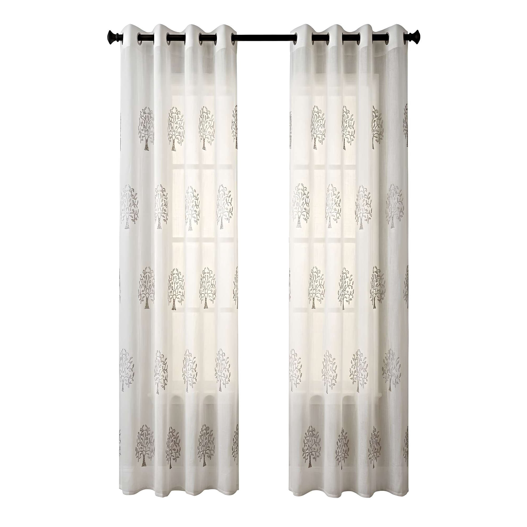 Genérico - Pack De 2 Cortinas Tipo Visillo Con Bordado De Alta Definición 09
