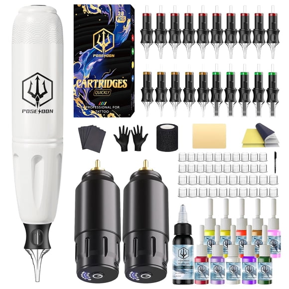 Kit De Máquina De Tatuaje Wireless Rotary Con Agujas Y Tinta
