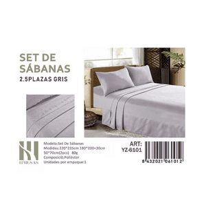 Todostore - Set De Sabanas King Color Gris 150 Hilos + 2 Funda De Almohada
