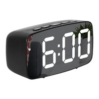 Magideal - Reloj Despertador Led Digital Batería De Espejo / Escritorio Moderno Enchufable Brillo De 2 Niveles Snooze Reloj De Pantalla Para Dormitorio Hogar Espejo Negro