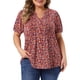 thumbnail image 1 of Agnes Orinda Blusas de Verano Casuales de Manga Corta con Cuello en V Entallado y Estampado Floral para Mujer Talla Grande 4X Rojo Vino, 1 of 6