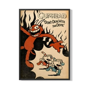 Creango - Cuadro Poster Enmarcado Cuphead Diseño 5 Decorativo