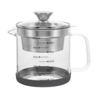 Magideal - Colador De Leche De Soja, Aceite Para Freír, Tarro De Almacenamiento Con Tapa, Tetera De Vidrio Con Filtro Fino Portátil Con Colador, Olla De Aceite D 1L
