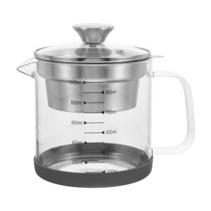 Magideal - Colador De Leche De Soja, Aceite Para Freír, Tarro De Almacenamiento Con Tapa, Tetera De Vidrio Con Filtro Fino Portátil Con Colador, Olla De Aceite D 1L