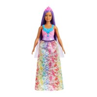 Muñeca Barbie Dreamtopia Princesa Cabello Morado Corona Rosa
