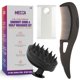thumbnail image 1 of Peine anticaspa y masajeador de cuero cabelludo, set de 4 piezas: kit exfoliante con peine de dientes finos, cepillo de silicona y estuche de viaje, para todo tipo de cabello, 1 of 9