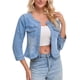 thumbnail image 4 of INSPIRE CHIC Chaqueta de Mezclilla para Mujer sin Cuello 2026 Cárdigan de Manga Larga Chaquetas de Jean M Azul Claro, 4 of 6