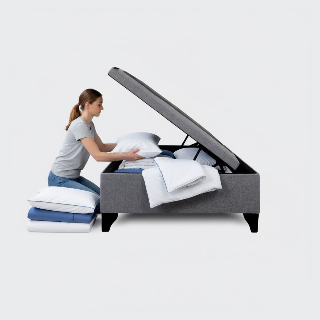 Ivi Home - Base Baul 1,5 Plaza Apertura Horizontal 105x190 Gris