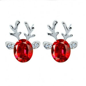 Veat00L - Pendientes De Navidad Para Mujeres, Pendientes De Cristal De Cuerno De Reno, Pendientes De Cuerno De Reno De Lujo, Material De Aleación