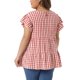 thumbnail image 3 of Agnes Orinda Blusa de Mujer Talla Grande de los Años 50 Cuello Redondo de Cuadros Mangas Cortas Acampanadas Blusa de Verano Babydoll Talla 2X Roja, 3 of 6