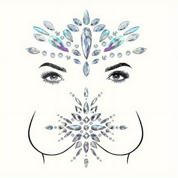 Sparkle and Shine: 2 Pcs Acrylic Rhinestone Body Jewels for Mermaid-Inspired Festival Look