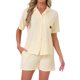 thumbnail image 1 of INSPIRE CHIC Conjuntos de Pijama Sólidos para Mujer Mangas Cortas Lindo Suave Cómodo Altamente Elástico Camisetas con Botones y Pantalones Cortos 2 Piezas M Amarillo Claro, 1 of 6