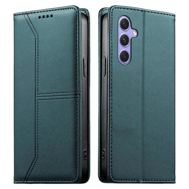 Funda tipo cartera con bloqueo RFID para Samsung Galaxy A55 cubierta magnética de cuero con tapa y soporte Verde