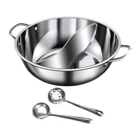 Bothyi - Juego De Ollas Chinas De Acero Inoxidable De Doble Cara Para Fiestas, Viajes Y Reuniones Familiares, 34 Cm