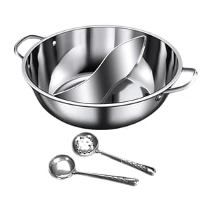 Bothyi - Juego De Ollas Chinas De Acero Inoxidable De Doble Cara Para Fiestas, Viajes Y Reuniones Familiares, 34 Cm