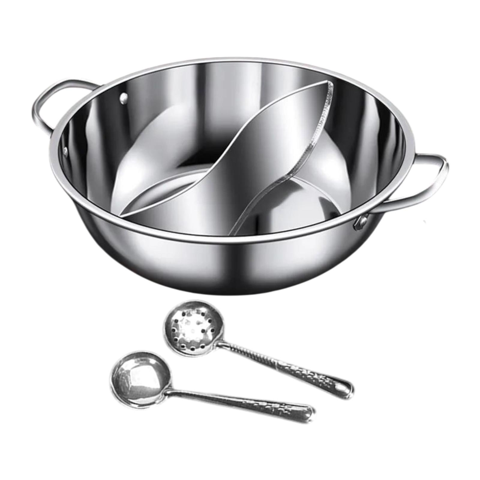 Bothyi - Juego De Ollas Chinas De Acero Inoxidable De Doble Cara Para Fiestas, Viajes Y Reuniones Familiares, 34 Cm