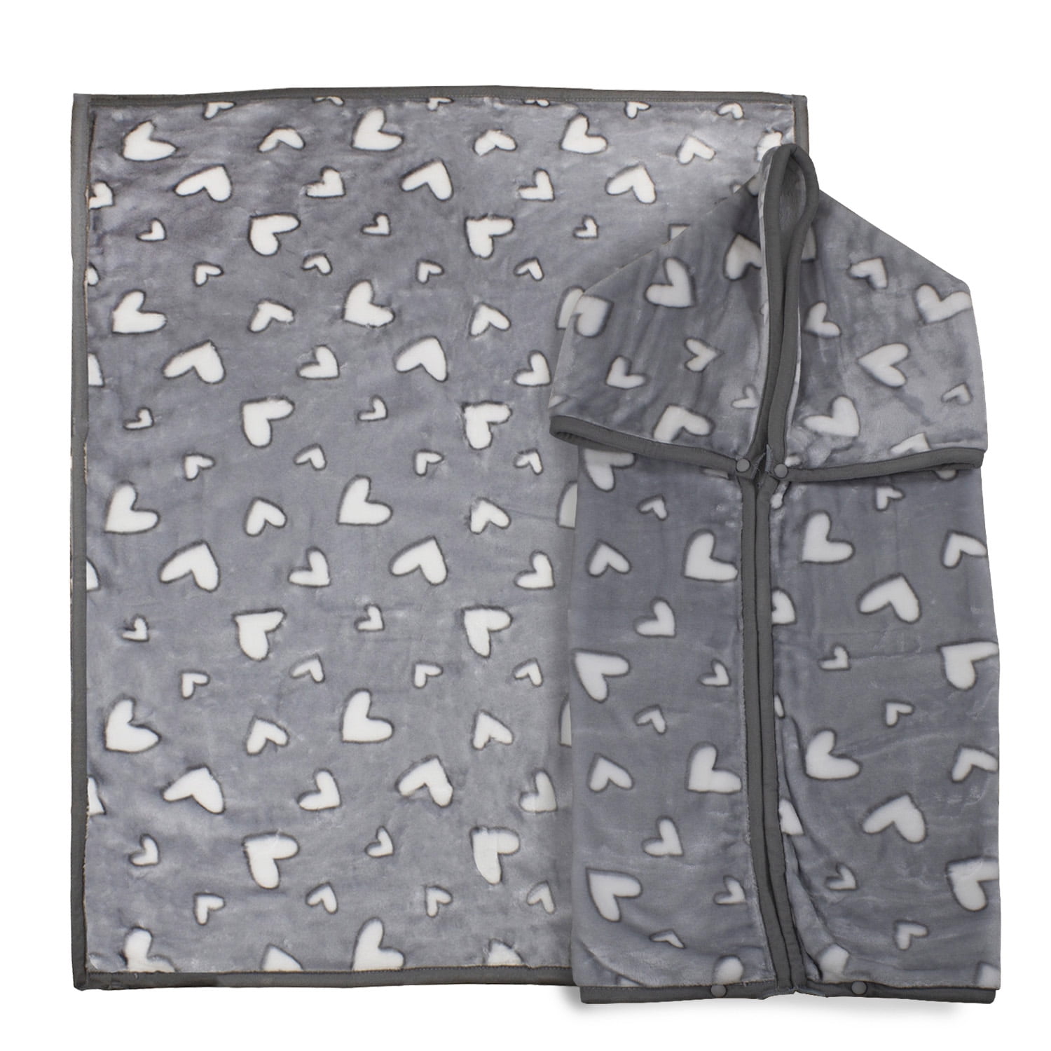 Saco Con Broche Ultra Soft Corazones 80x110cm Gris Bebesit