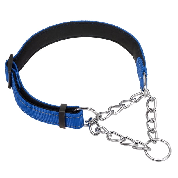 Collares de Cadena para Perros Uxcell, Collar para Perros sin Tirones Ajustable Reflectante de Nylon con Cadena de Acero Aleado, (M-20 Pulgadas, Azul Oscuro)