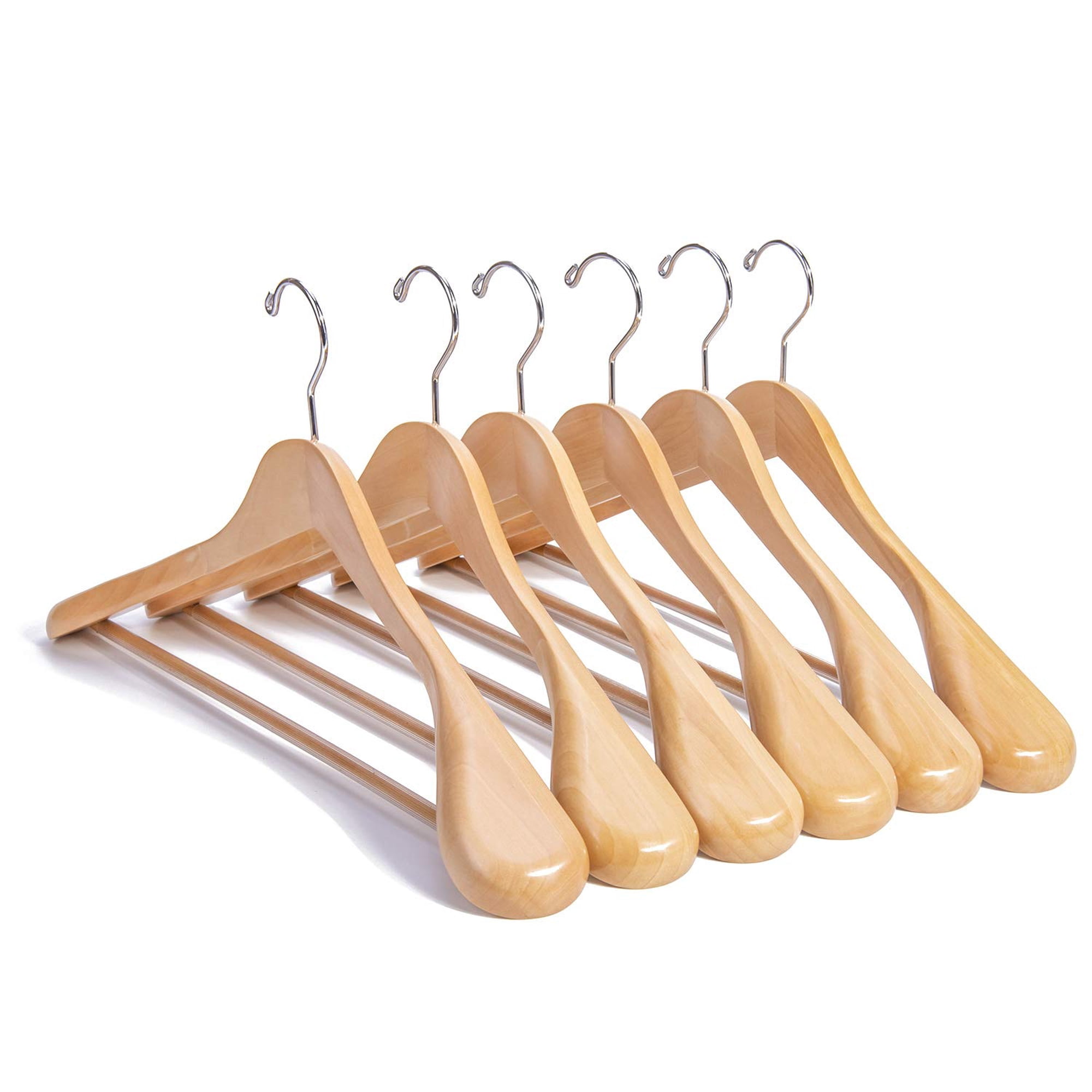 Perchas Para Trajes Nature Smile Luxury De Madera Natural, Paquete De 6