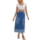 thumbnail image 2 of INSPIRE CHIC Falda Maxi de Mezclilla para Mujer de Cintura Alta Primavera 2025 Línea A Panel Dobladillo Largo Faldas de Jean L Azul, 2 of 6
