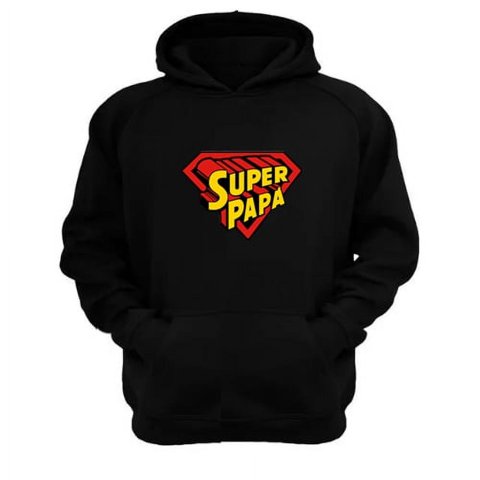 Genérico - Polerón Canguro Super Papá Negro Talla M Unisex